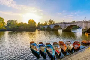 Thames Water boats moored in Richmond