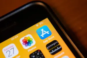Close up of an Apple phone with app store icon
