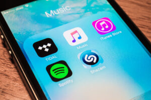 Apple iPhone loaded with Spotify and other music apps